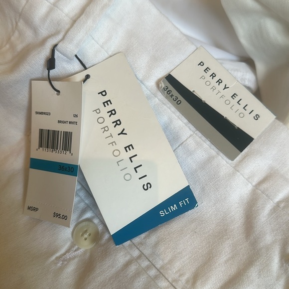 Perry Ellis Portfolio white linen pants 36x32 - Picture 5 of 7